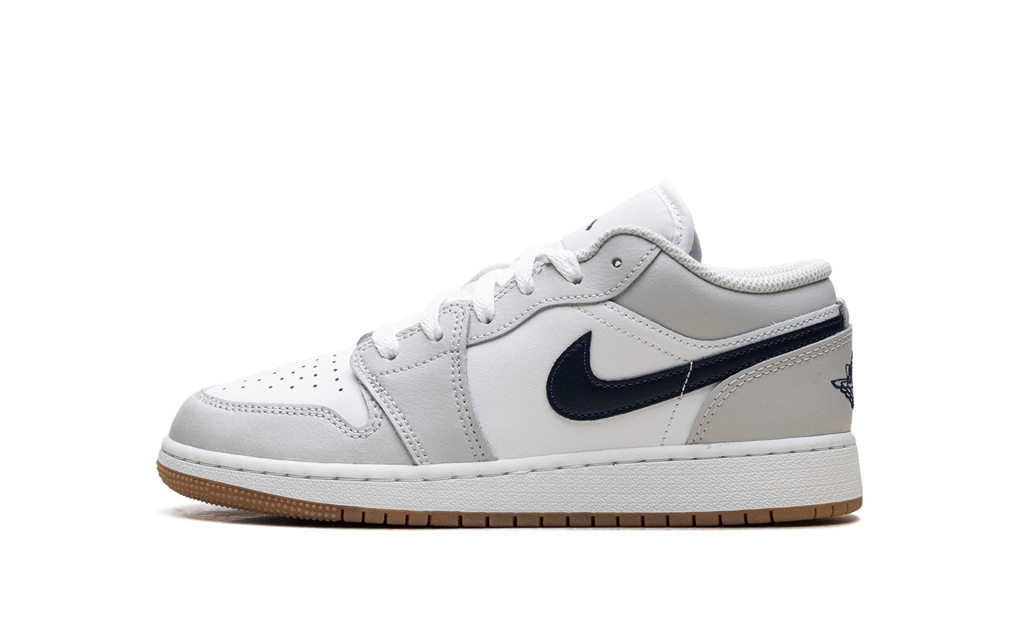 Jordan 1 Low GS White Neutral Grey Gum Midnight Navy 553560 146