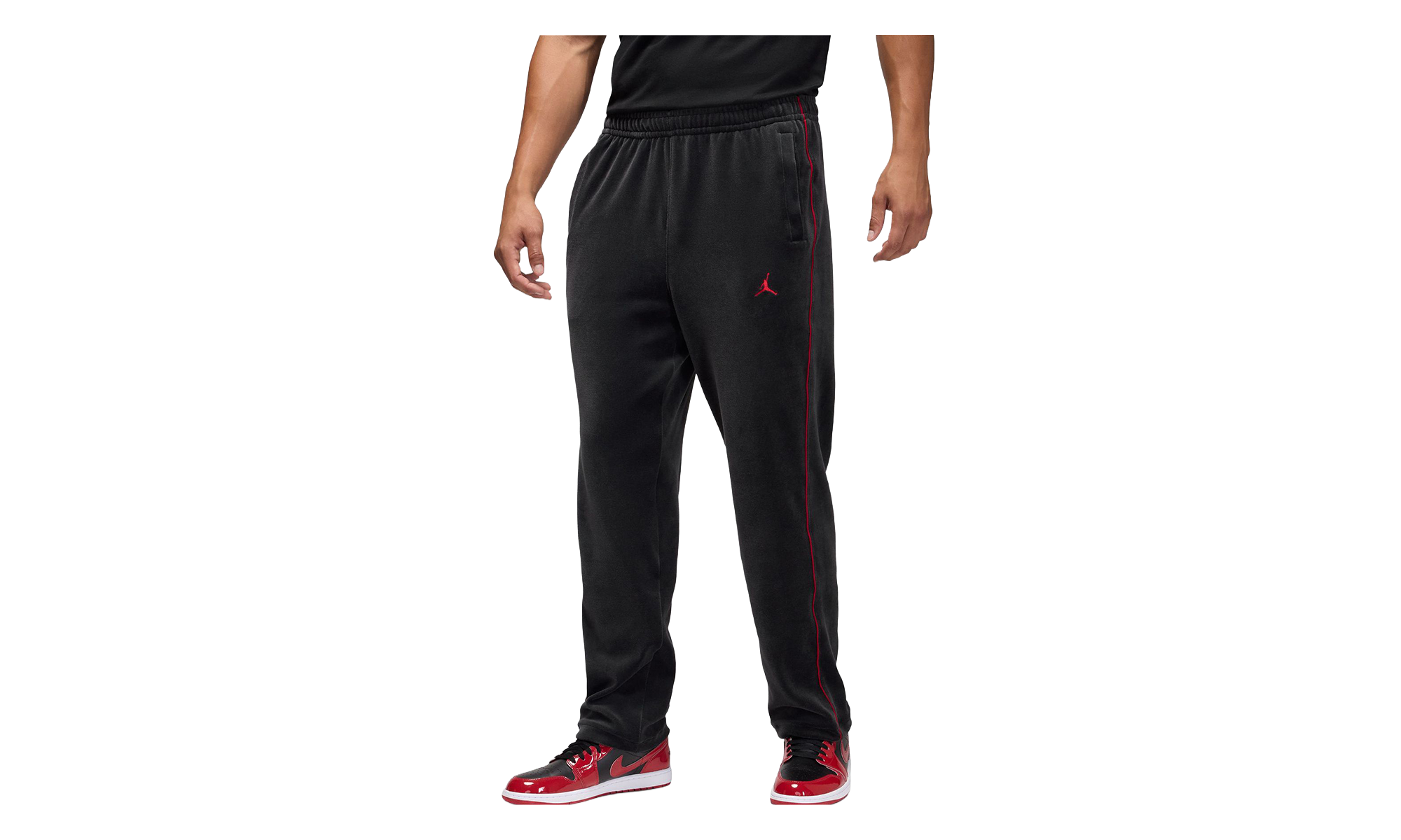 Jordan Brooklyn Velour Track Trousers Black / Gym Red HV1872 010