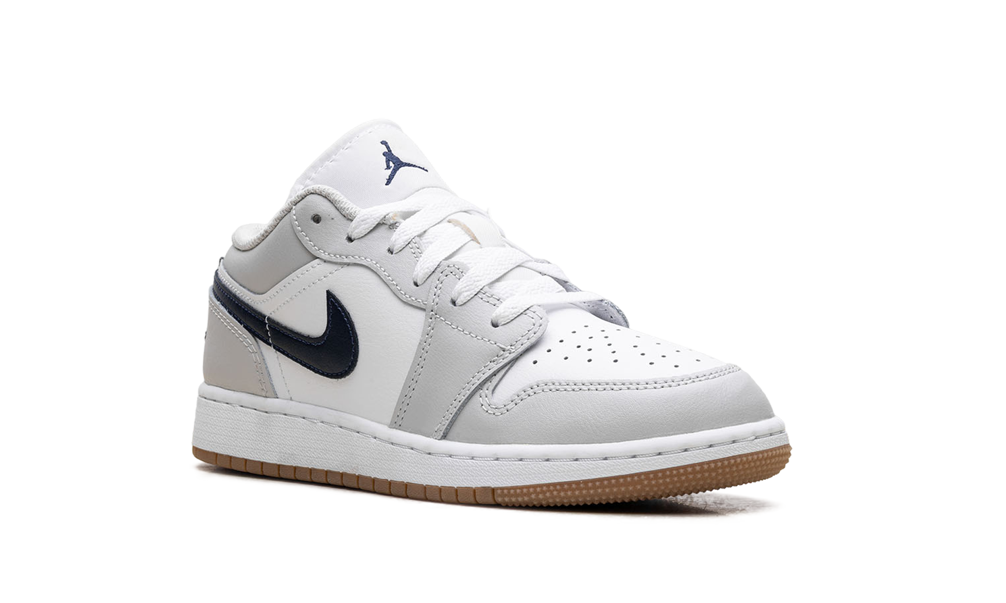 Jordan 1 Low GS White Neutral Grey Gum Midnight Navy 553560 146