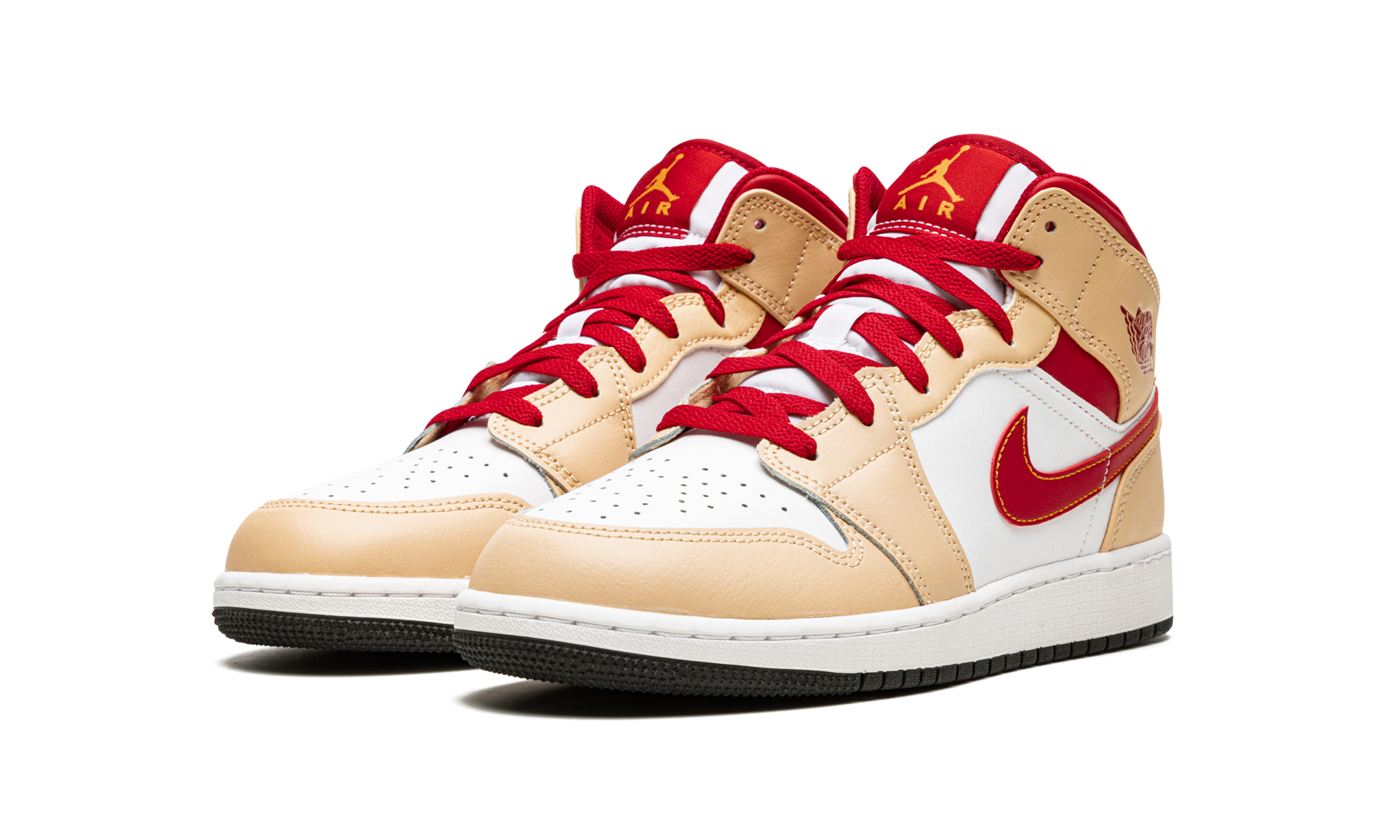 Air Jordan 1 Mid GS Beige / Red 554725 201
