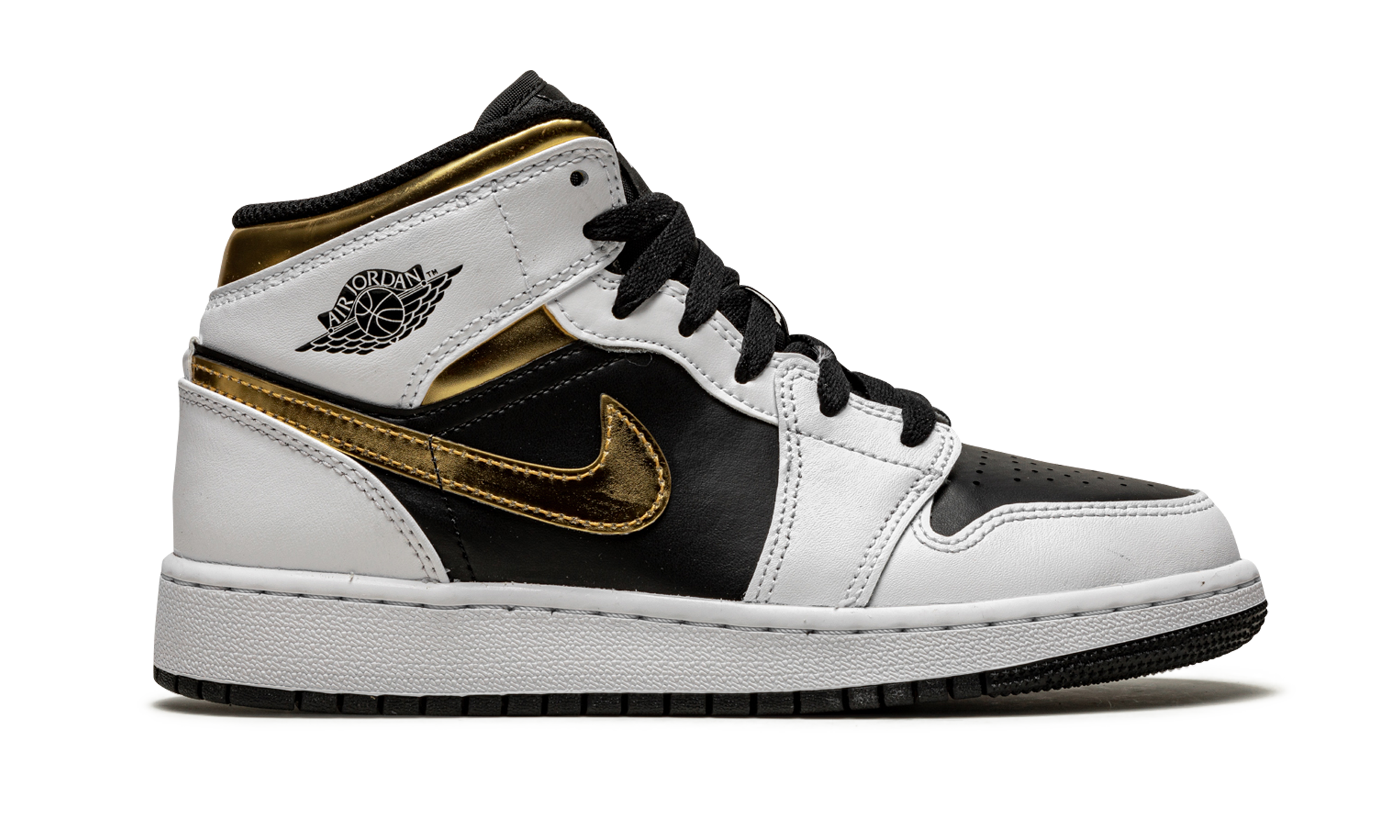 Air Jordan 1 Mid GS White / Gold / Black 554725 190